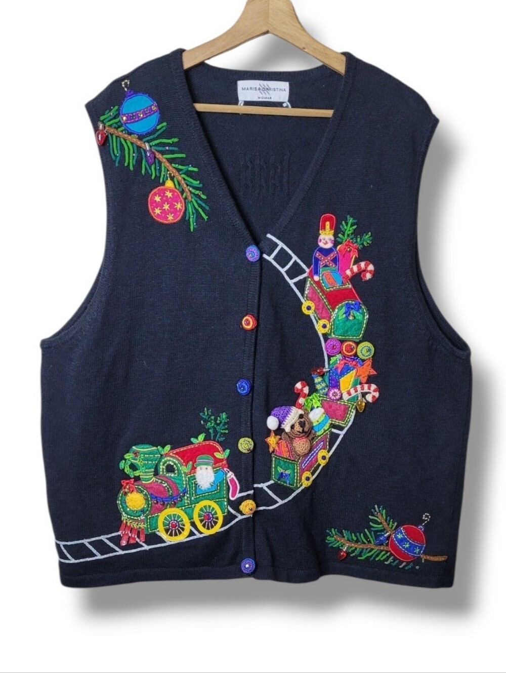 Marisa Christina Christmas Collection 2001 Train Toys North Pole Holiday Vest